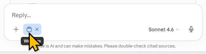 Claude's desktop, with an XL cursor obscuring the tooltip